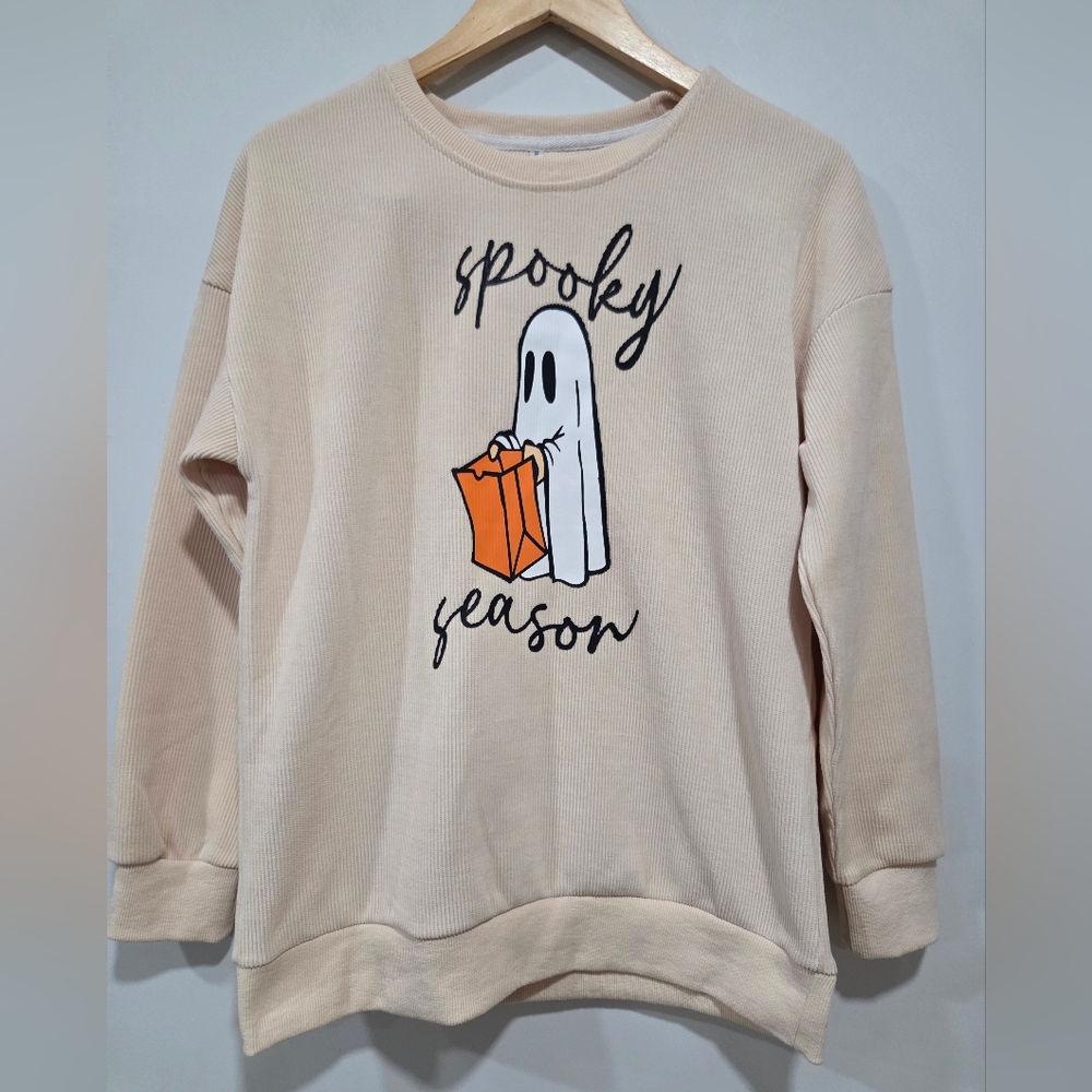 Spooky Season Cream Halloween Sweater Size S
